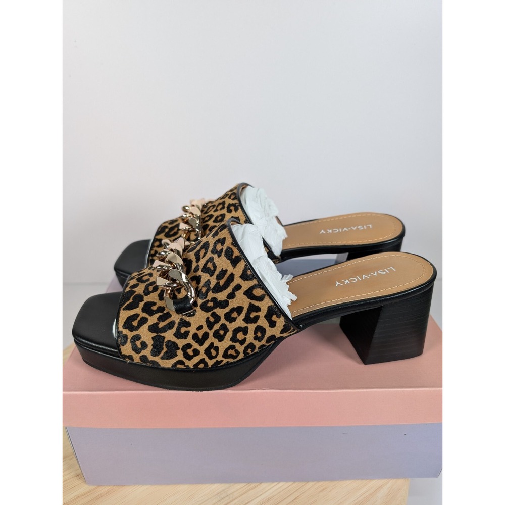 Leopard Print Chain Sandals - Picture 2 of 11
